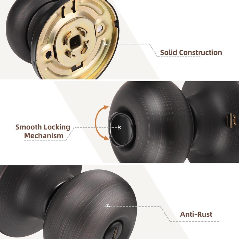 GOBEKOR 10 Pack Interior Privacy Door Knobs Oil Rubbed Bronze