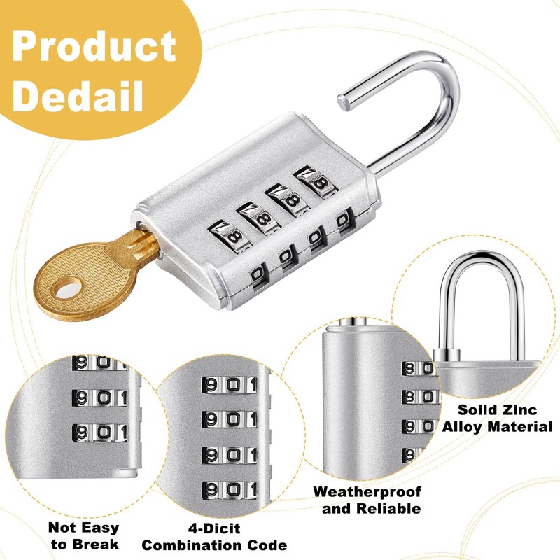 Kenning 10 Pcs Combination Padlock 4 Digit Combination Lock with