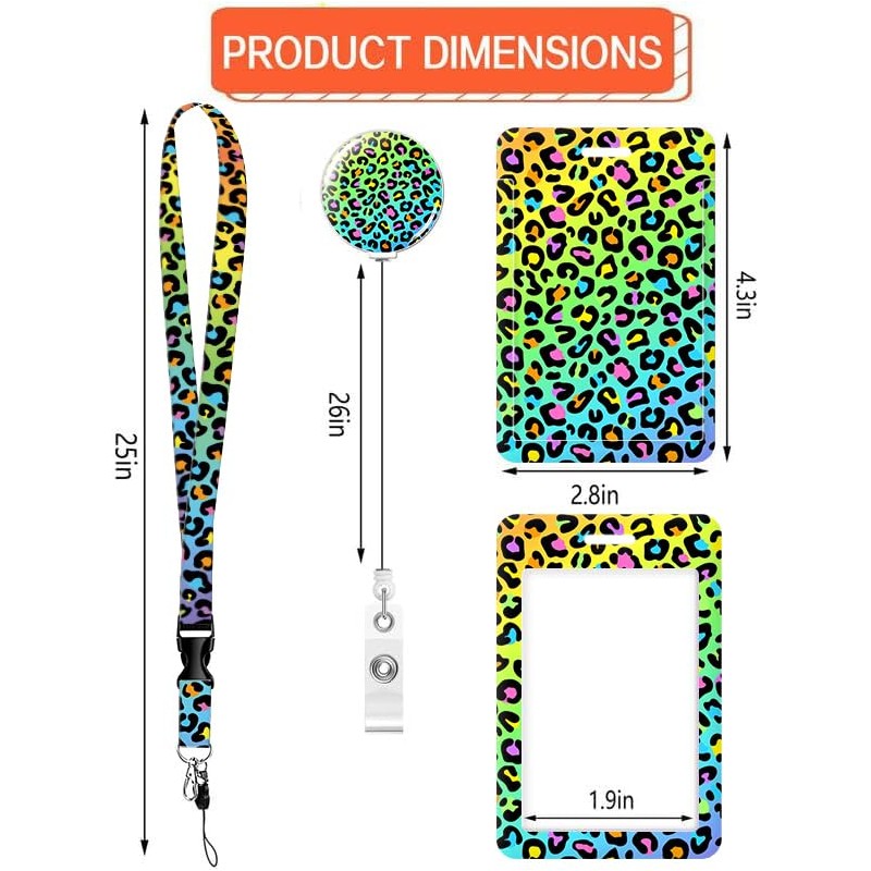 ID Badge Holder with Retractable Lanyard and Keychain, Badge Reel