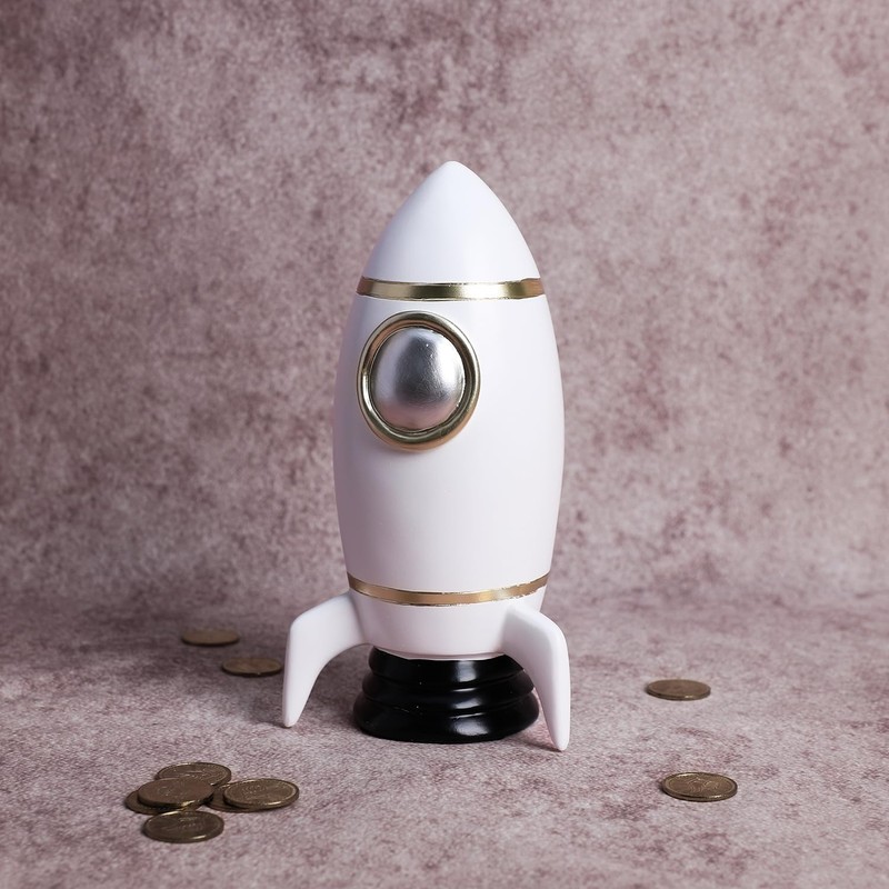 Gaolinci Rocket Ship Coin Bank, Money Box, Piggy Bank, Home