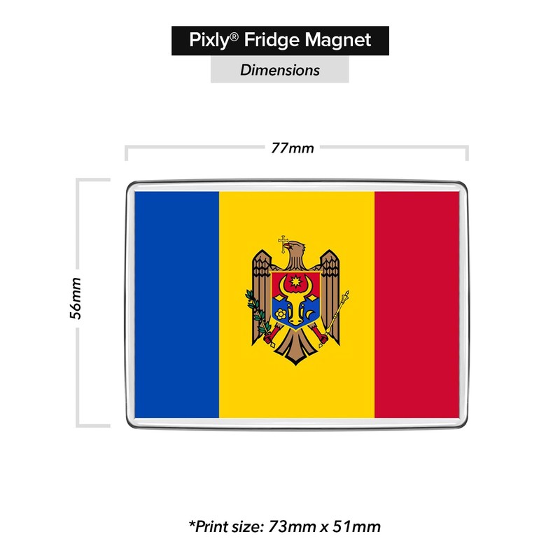 Pixly® Moldova Flag Fridge Magnet Large Jumbo Size Moldovan Keepsake