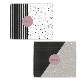 dabelino® Wrapping Paper Black/White/Grey, Terrazzo: 4 Sheets + 4 Stickers (Graphic, Modern, Chequered, Lines, Birthday, Christmas, Recycled Paper, Sustainable)