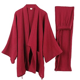 Owlonline Japanese Kimono Loose Casual Home Pyjamas for Men Sleepwear, Color40-XXL