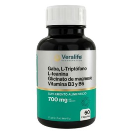 VERALIFE | Suplemento Alimenticio | L-triptofano, Gaba - L-Teanina - Magnesio - 60 Tabletas | 100gr Multivitaminico para Hombres - Multivitaminico par