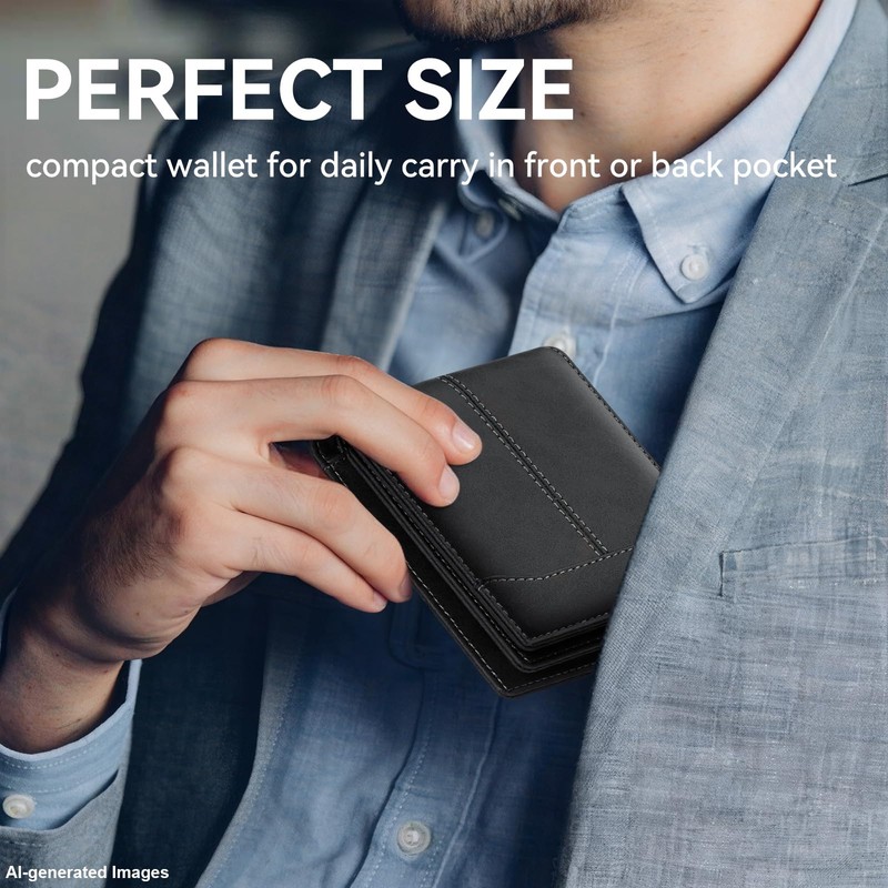 furid Top Grain Leather Wallet Men: RFID Minimalist Bifold Credit