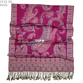 GFM Sparkly Pashmina Style Scarf Shawl With Metallic Lurex (SP) (S15-Pink)(88-Pash-S15-CRTGLB)