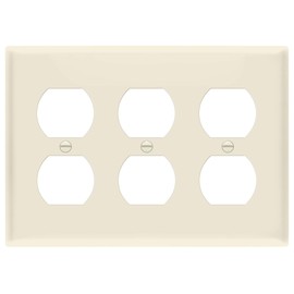 ENERLITES Triple Duplex Wall Plate, Three Gang Electrical Outlet Cover, Gloss Finish, Mid-Size 3-Gang 4.88" x 6.77", Unbreakable Polycarbonate Thermoplastic, UL Listed, 8823M-LA, Light Almond