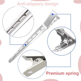 Roczential 36 Pieces Of Metal Duckbill Hairpin, Stainless Steel Alligator Hair Clips, Makeup And Styling Without Marks Hair Pins, Silver For Curly And Long Hair Styling Segments (silvery)