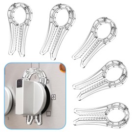 Gas Stove Knob Locks, Gap-fit Pin for Stove Knobs, for Knob Gap at Least 0.27", Baby Proofing Stove Knob Safety Covers, Stove Guard Clear, Pack of 5, with 1 Extra Piece for Back Up