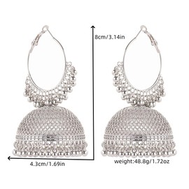 Big Indian Jhumka Jhumki Bell Dangle Hoop Earrings for Women Bollywood Traditional Ethnic Huggie Hoops Statement Earring Boho Jewelry Gifts