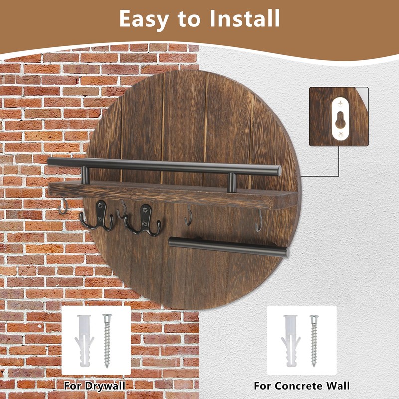 awagas Wooden Key Holder for Wall, 11.8" Rustic Key Rack