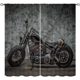Wusihorld Motorcycle Blackout Curtains for Home Decor,Retro Motorcycle Rod Pocket Thermal Insulated Drapes Darkening Window Curtain for Girls Boy Bedroom Living Room 42 x 63 Inch