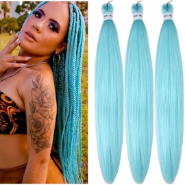 Mint Braiding Hair Pre Stretched Teal Braid in Hair Extensions for Girls