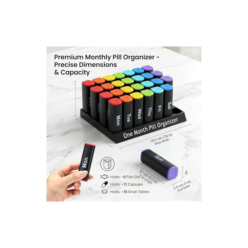 CAidRE Monthly Pill Organizer 2 Times a Day, 28 Day