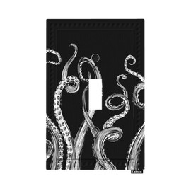 Cuitxrac Octopus 1 Gang Light Switch Cover Ocean Sea Navy Blue Single Toggle Wall Plate Decorative Switchplate Home Decor for Kitchen Bathroom