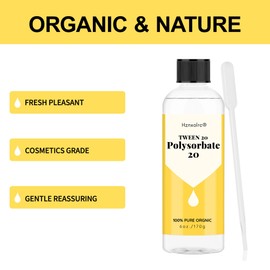 Hznxolrc 6 oz Polysorbate 20 Emulsifier, Premium Polysorbate 20 (Tween 20) Liquid, Gentle on Skin