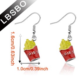 CENWA Funny Fast Food Jewelry French Fries Dangle Earrings Food Lover Statement Earrings Food Earrings for Women (French Fries earrings CA)