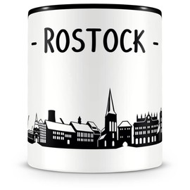 Samunshi® Rostock Skyline Coffee Cup / Tea Cup Height 95 mm / D 82 mm Black