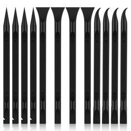 12 PCS Carbon Fiber Plastic Scrapers Tool, Non-Scratch Scraper Tool for Tight Spaces, Multi-Purpose Label Scraper Pen-Shaped, for Car Cleaning Supplies, Kitchen, Crevices, Stains (Black)