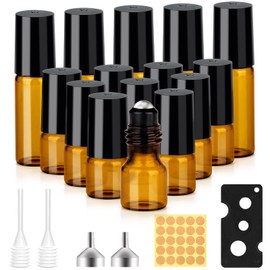 MELLIEX 15 Stück Roll on Glasflaschen für Ätherisches Öl, Braune Flasche Leer 5/2ml Rollon Flaschen für Öle mit Edelstahl-Roller Ball für Aromatherapie Gemische Massage