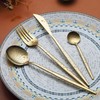 Kyraton Gold Cutlery Set 24 Pieces, Stainless Steel Flatware Set,