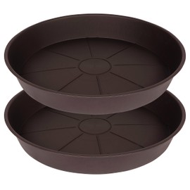 Angde 2 Pack of Plant Saucer 24 25 inch (23 Inch Base), Deep Heavy Duty Plastic Plant Saucers 25" Round, Flower Plant Trays for Indoors Outdoor, Plant Drip Tray for Planter 22-26" (Chocolate Brown)