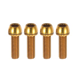 A ABSOPRO Tapered Bolts Screws for MTB Bike Bicycle Stem Durable M6x20mm Socket Head Cap Bolts Screws Nuts Steel Gold Tone (Set of 4)