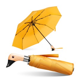 PTGRSWK Small Compact Umbrella with Duckhead Handle – Auto Open & Close, Cute Travel Umbrella, The Quirky Duck Gift for Rainy Days