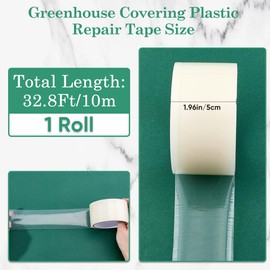 CREATCABIN Greenhouse Repair Tape 1.96" 32.8' Greenhouse Cover Plastic Sheeting Tape Clear Green House Covering Patch Repair Clear PE Coverings Film Tape for Seaming and Sealing Waterproof Resistant