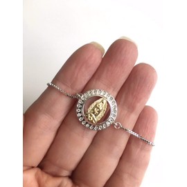 Virgen de Guadalupe Adjustable Silver Plated Bracelet Virgin Mary Jewelry