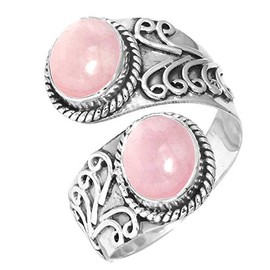 Jeweloporium Pink Rose Quartz 925 Silver Ring for Women Gemstone Cocktail Silver Ring Size N Anniversary - Gift Victorian Jewelry