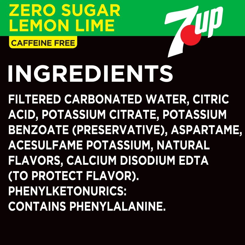 7UP Caffeine Free Zero Sugar Lemon Lime Soda Pop, 16.9