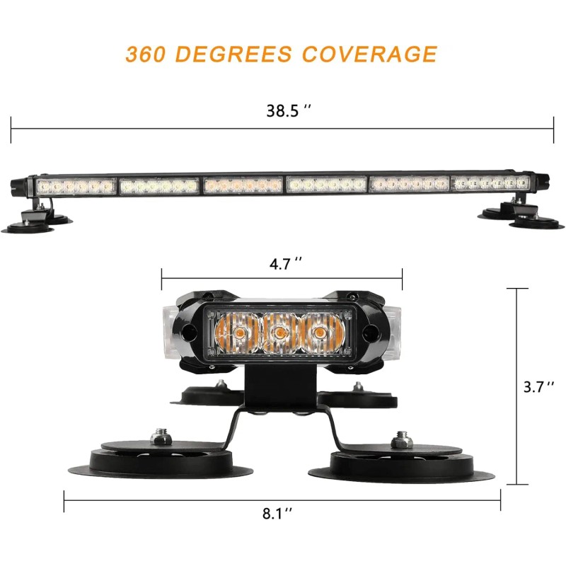 38.5Inch 78 LED Strobe Light Bar Double Side Flashing High