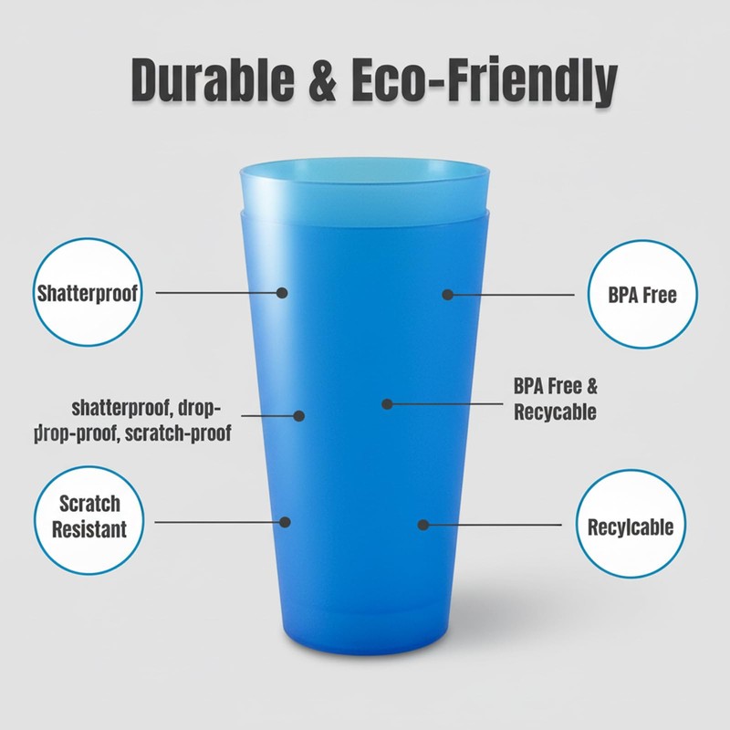 AOYITE Large Plastic Cups Reusable - 32 oz Water Tumblers