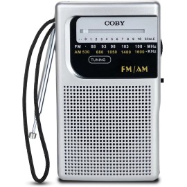 Portable AM FM Radio Compact Transistor Radio Pocket Radio Silver NYS NEW..