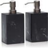 2Pcs 15Oz Black Marble Style Resin Soap Dispenser Set, Refillable