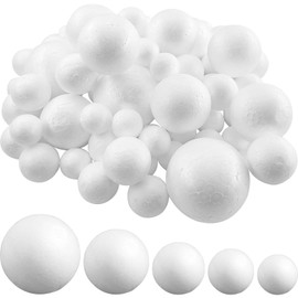 euluoziqing Pack of 72 Polystyrene Balls, White Polystyrene Balls for Crafts, 5 Sizes Round Polystyrene Ball, Polystyrene Ball for DIY Crafts, School Projects, Art Decoration, Party, Christmas