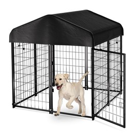 PawGiant Dog Kennel Outdoor, Dog House with Roof Waterproof Cover for Medium to Small Dog Outside 4ft x 4ft x 4.5ft, Pet Enclosures Crate Cage Playpen Run Indoor