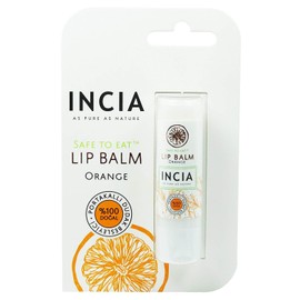 INCIA 100% Natural Safe To Eat Lip Balm - 6g Orange Flavoured Lip Balm Containing Beeswax for Long-Lasting Lip Care Lip Balms, Lip Balm, Sore Lips, Lip Care