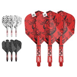 Target Darts Nathan Aspinall Ink Design No.6 Dart Flights & Short (34 mm) Shafts Stems - Pack of 3