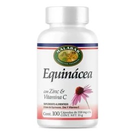 Equinácea con Zinc y Vitamina C 100 Cápsulas Malabar Suplemento Nutricional                                                                           