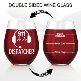 Perfectinsoy 911 Dispatcher Wine Glass, Funny Stemless Wine Glass Gifts for Dispatcher for Women Men, 911 Tribute Glass for EMS Professionals, Thank You Gifts for 911 Dispatcher