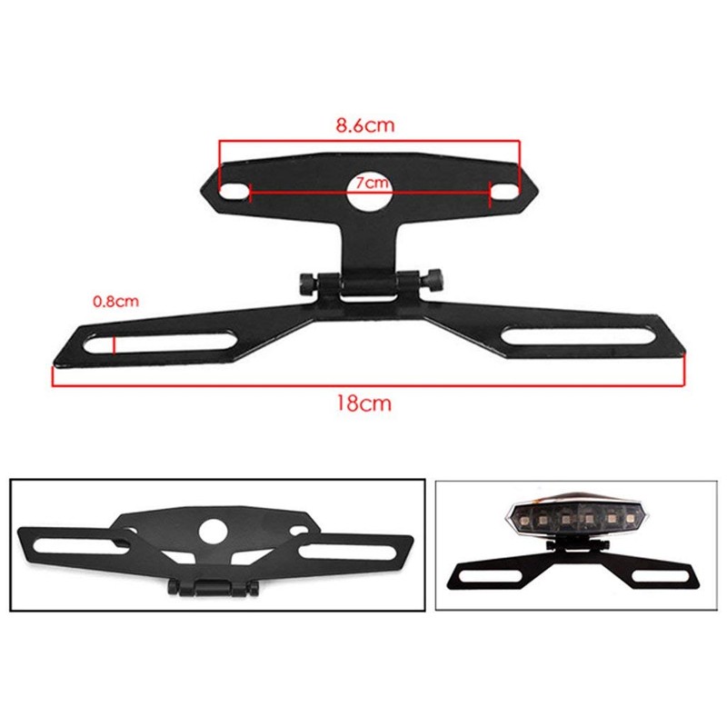 Karun Universal Motorcycle Tail Lamp Brake Light Folding License Plate