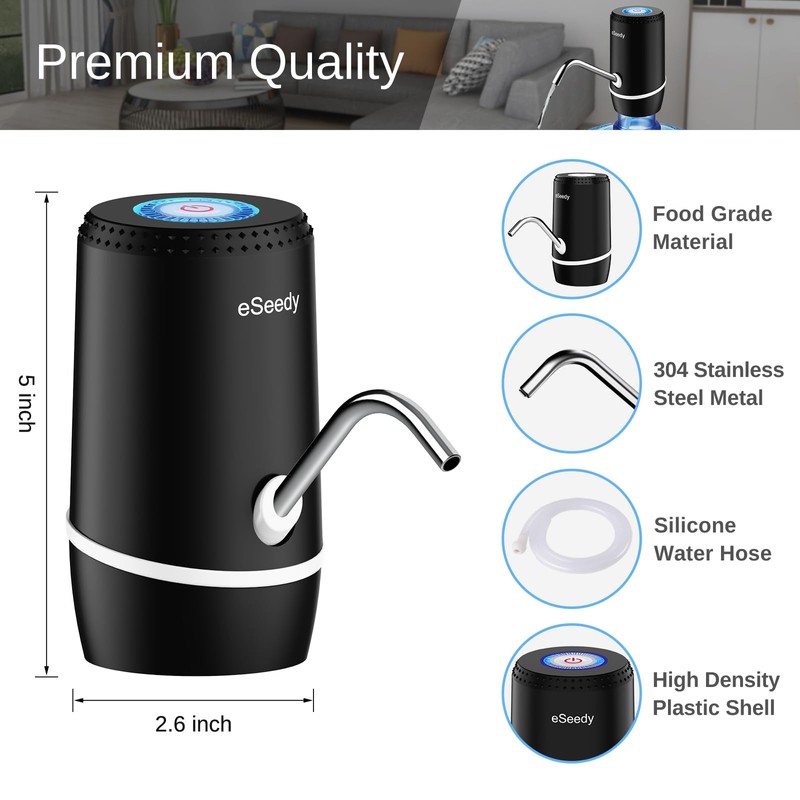 Water Pump for 5 Gallon Bottle, USB Charging Automatic Water