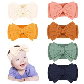 CAVETEE 6 PCS Bow Headband for Baby Girls, Cute Toddler Hair Band Soft & Elastic Hair Accessories for Girls