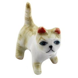MyTinyWorld Dolls House Miniature Ceramic Brown and White Tabby Cat Standing