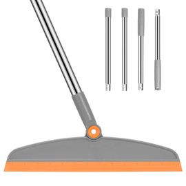 Multifunction Magic Broom, 54 Inch Adjustable Long Handle Silicone Floor Squeegee Broom, Sweep and Scrape 2 In 1 Household Cleaning Brooms for Floor, Bathrooms, Kitchens, Showers, Tile, Pet Hair,Glass