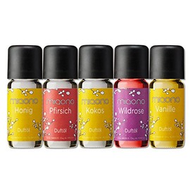 miaono Duft?le von miaono - Wunderbare Welt der Dfte - Aroma?le fr himmlichen Raumduft (Vanille-Kokos-Honig-Pfirsich-Rose, 5er Set 5x10ml)