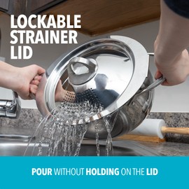 Bialetti 6-Quart Nonstick Aluminum Pasta Pot with Strainer Lid and Handles, PFOA-Free Nonstick Oval Cooking Pot and Lid, Silver