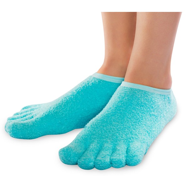 NatraCure 5-Toe Gel Moisturizing Socks (Helps Dry Feet, Cracked Heels, Calluses, Cuticles, Rough Skin, Dead Skin, Use with your Favorite Lotions, and Creams or Spa Pedicure) - 110-M CAT - Size: Medium